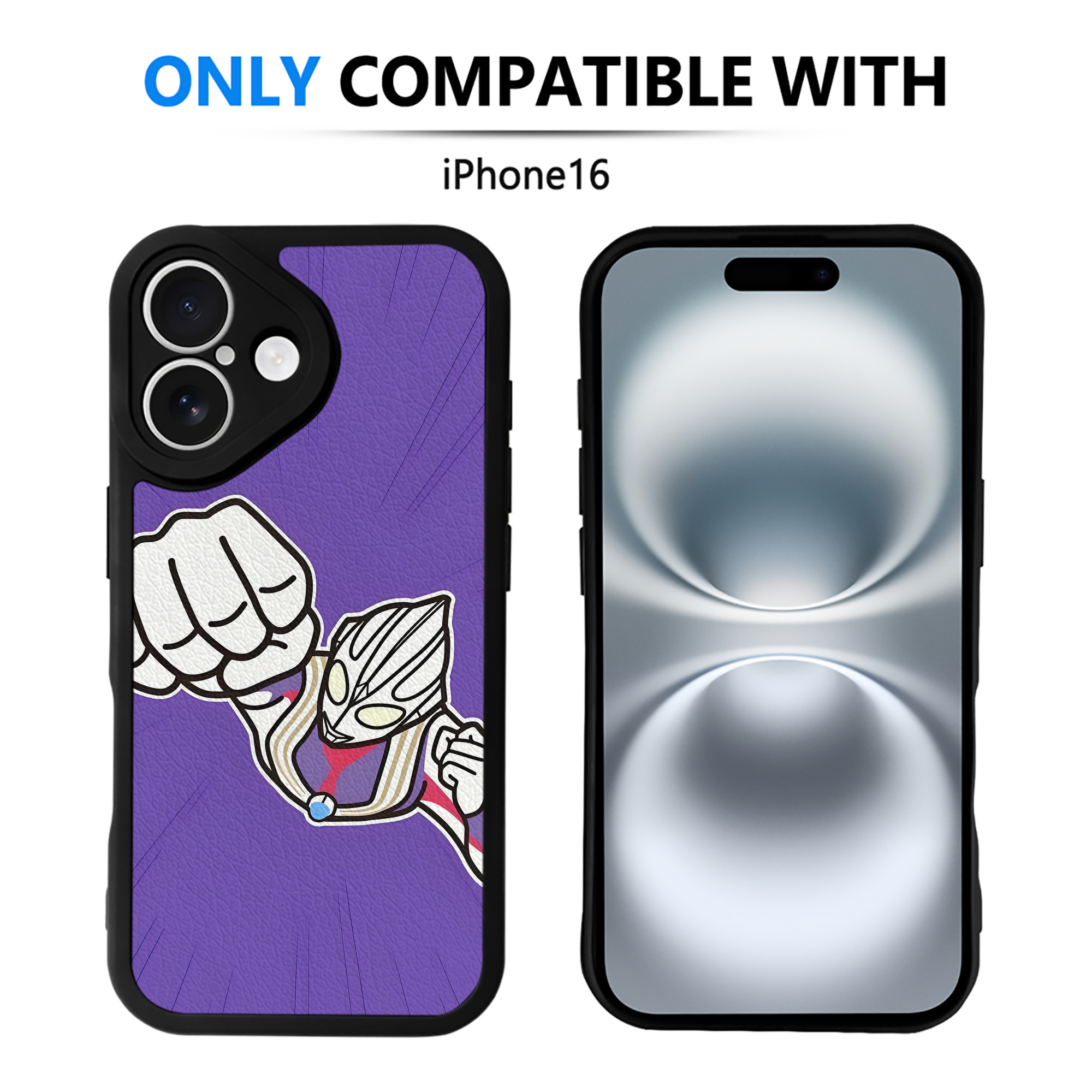 （画像用） ウルトラマン Ultraman 【iPhone 16シリーズ対応】シリコンスマホケース（レザー調） 材質：シリコン